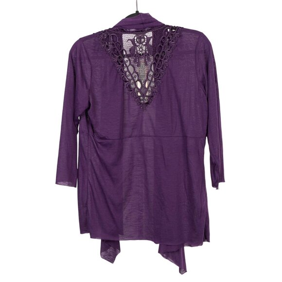 Vintage Suzie Purple Boho Cardigan XL Womens NEW Crochet Lace Back Polyester - Picture 7 of 7